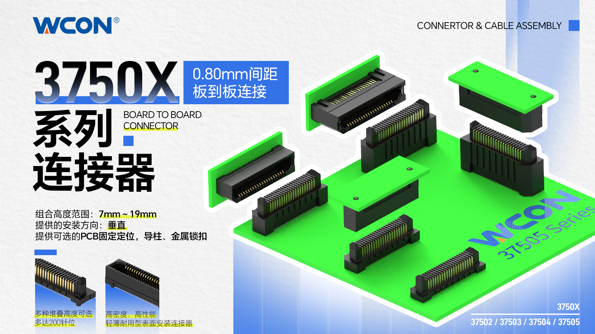 3750X 系列双排板对板江南在线(中国)器:56Gbps 高速、工业级精密江南在线(中国)解决方案